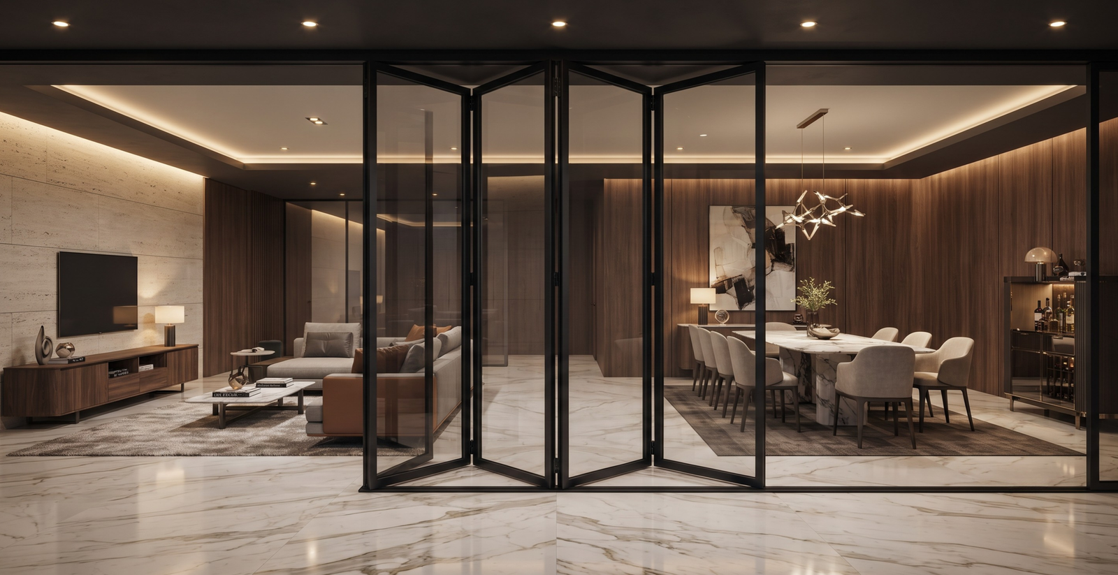 Bi-Fold Glass Partitions