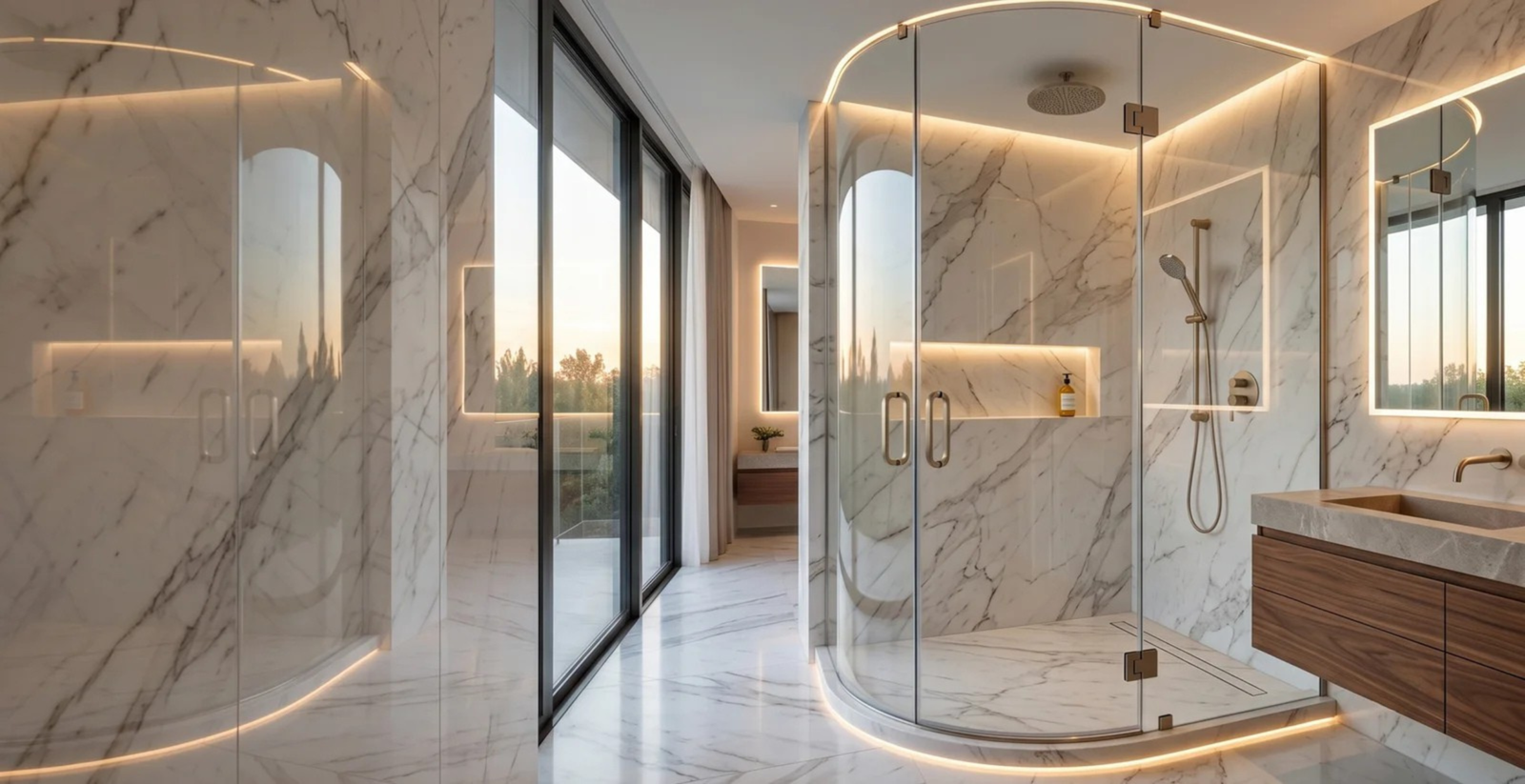 Curved Glass Shower Enclosures